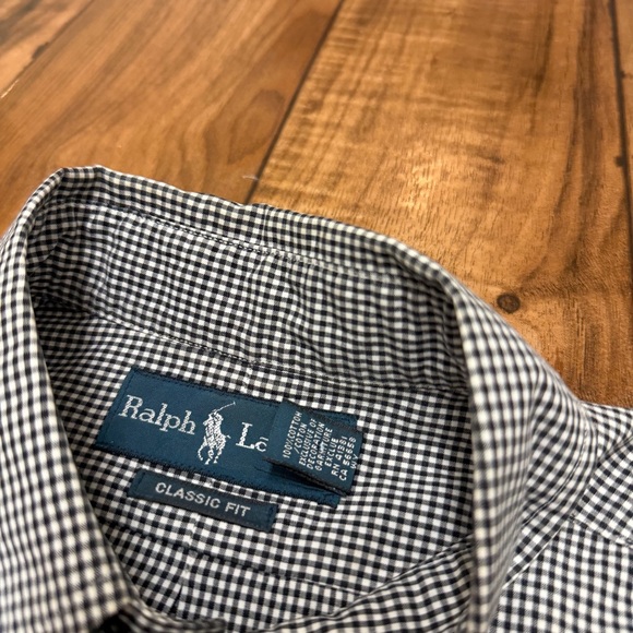 Vtg Ralph Lauren Long Sleeve Button Down Oxford Shirt Black Gingham Men Medium - Picture 9 of 14